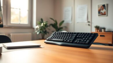 Ergonomische Tastatur am Arbeitsplatz