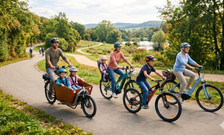 Familie beim Fahrradausflug