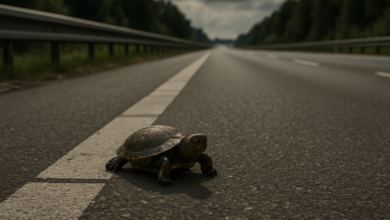 Polizei rettet Schildkröte von A2-Auffahrt bei Porta Westfalica
